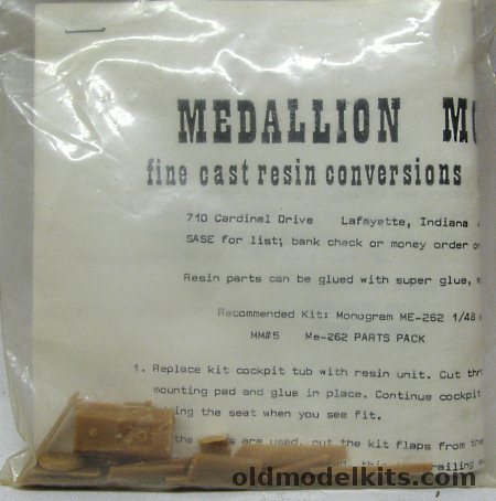 Medallion Models 1/48 Me-262 Cockpit and Accessories Details - Bagged, MM5 plastic model kit